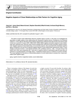 Negative Aspects of Close Relationships as Risk Factors for