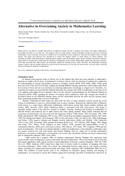 Alternative in Overcoming Anxiety in Mathematics Learning