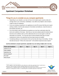 Apartment comparison worksheet - Region of Waterloo Community