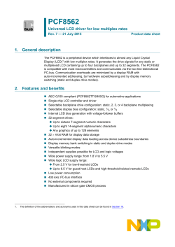 PCF8562 Universal LCD driver for low multiplex rates