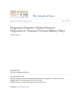 Progressive Dissenter: Herbert Hoover`s Opposition to Truman`s
