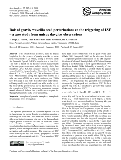 Role of gravity wavelike seed perturbations on the triggering of ESF