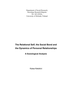 The Relational Self, the Social Bond and the Dynamics of