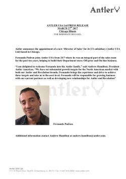 ANTLER USA Ltd PRESS RELEASE MARCH 27th 2017 Chicago