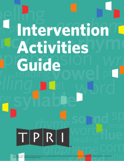 TPRI Intervention Activities Guide
