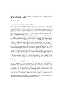 SOCIAL CAPITAL IN ECONOMIC DYNAMICS: THE EXOGENITY OF