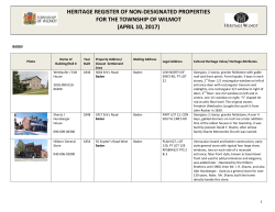 Non-Designated Heritage Municipal Register