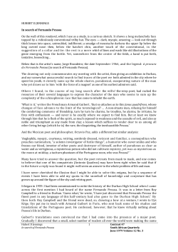 HUBERT D JENNINGS In search of Fernando Pessoa On the wall of