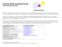 Summer Math Learning Packet