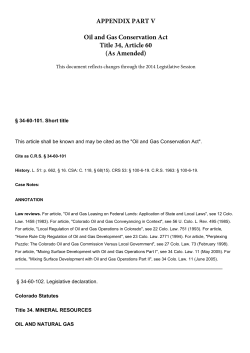 APPENDIX PART V Oil and Gas Conservation Act Title 34, Article 60