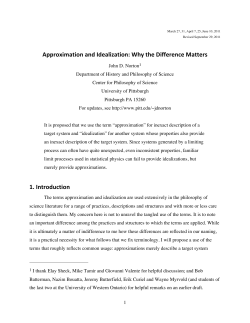 Approximation and Idealization: Why the Difference Matters 1