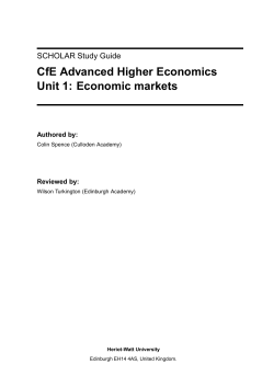 CfE Advanced Higher Economics Unit 1: Economic markets