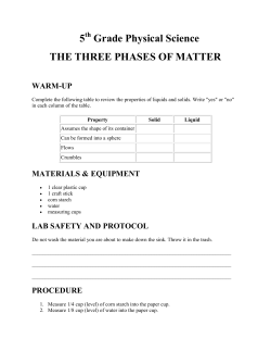 5 Grade Physical Science THE THREE PHASES OF MATTER