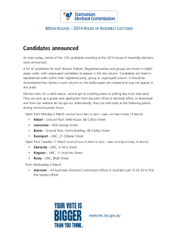 Candidates announced - Tasmanian Electoral Commission