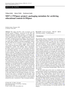 MIT`s CWSpace project: packaging metadata for
