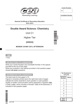 Higher Tier, Unit C1