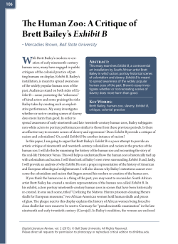 The Human Zoo: A Critique of Brett Bailey`s Exhibit B