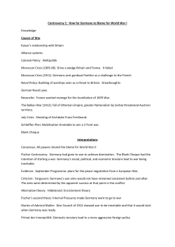 Controversy 1: How far Germany to Blame for World War I