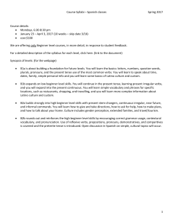 Course Syllabi &ndash; Spanish classes Spring 2017 1 Course details