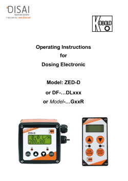 Operating Instructions for Dosing Electronic Model: ZED