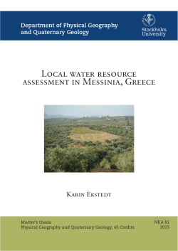 Local water resource assessment in Messinia, Greece