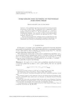 subquadratic-time factoring of polynomials over finite fields 1.