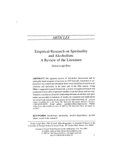 Empirical Research on Spirituality and Alcoholism: A Review of the