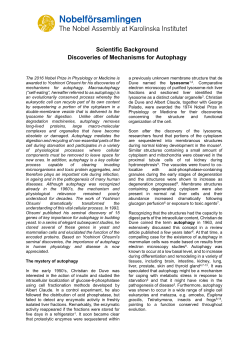 Scientific Background Discoveries of Mechanisms for Autophagy