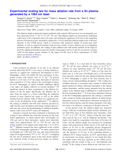 Experimental scaling law for mass ablation rate from a Sn plasma