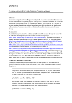 Financial Literacy - University of Birmingham