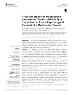 PREVIEW Behavior Modification Intervention Toolbox (PREMIT): A