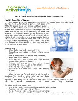 Health Benefits of Water www.ColoradoActiveHealth.com