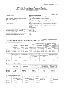 FY2016 Consolidated Financial Results