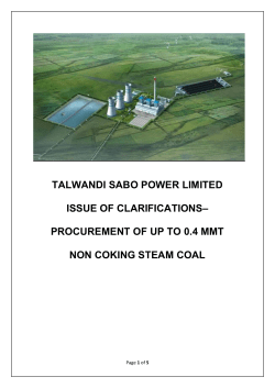 Clarification on Coal Tender - Talwandi Sabo Power Limited