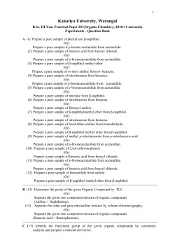 Kakatiya University, Warangal B.Sc. III Year Practical Paper III
