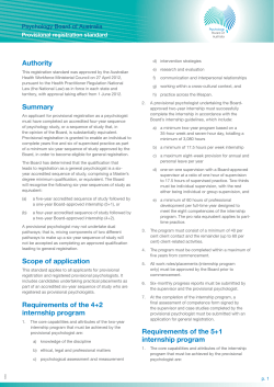 Provisional registration standard - Australian Psychological Society