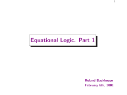 Equational Logic. Part 1