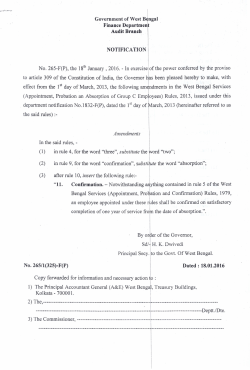Government of West Bengal Finance Departmenr Audit Branch