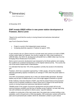 EAIF invests US$25 million in new power station