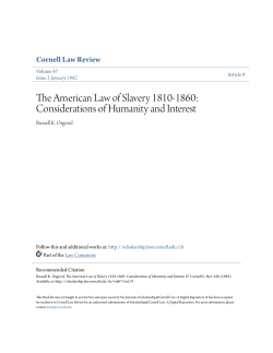 The American Law of Slavery 1810