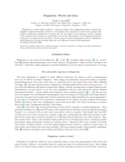 Plagiarism: Words and ideas
