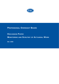 Discussion Paper: Monitoring and Scrutiny of Actuarial Work