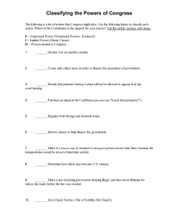 Classifying the Powers of Congress