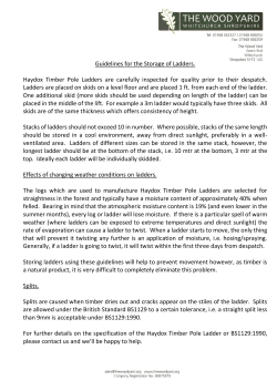 Guidelines for the Storage of Ladders. Haydox Timber Pole Ladders