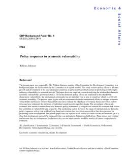 Policy responses to economic vulnerability Economic &amp