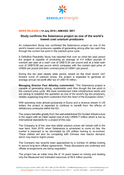 Study confirms the Salamanca project as one of the world`s lowest