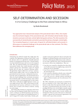 SELF-DETERMINATION AND SECESSION. A 21st Century