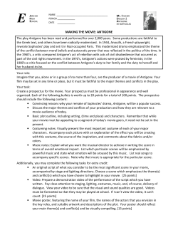 MAKIN G THE MO VIE: AN TIG O N E The play Antigone has been