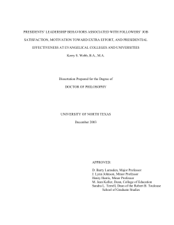 Presidents` Leadership Behaviors Associated with Followers` Job