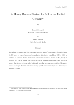 A Money Demand System for M3 in the Uni ed Germany